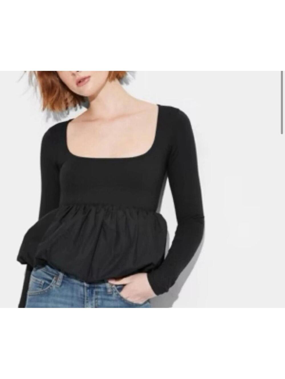 NEW Wild Fable Long sleeved peplum top blouse Sz medium